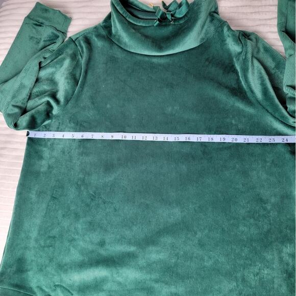Talbots Plus Velour Pullover Green Long Sleeve Top Women’s 3X Cozy Christmas - Picture 7 of 10